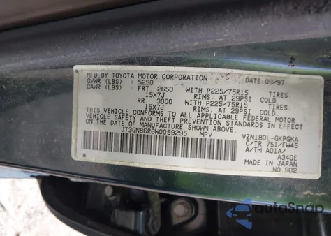 1998 Toyota 4Runner Sr5 V6 z USA, uszkodzony, nr VIN JT3GN86R6W0059295